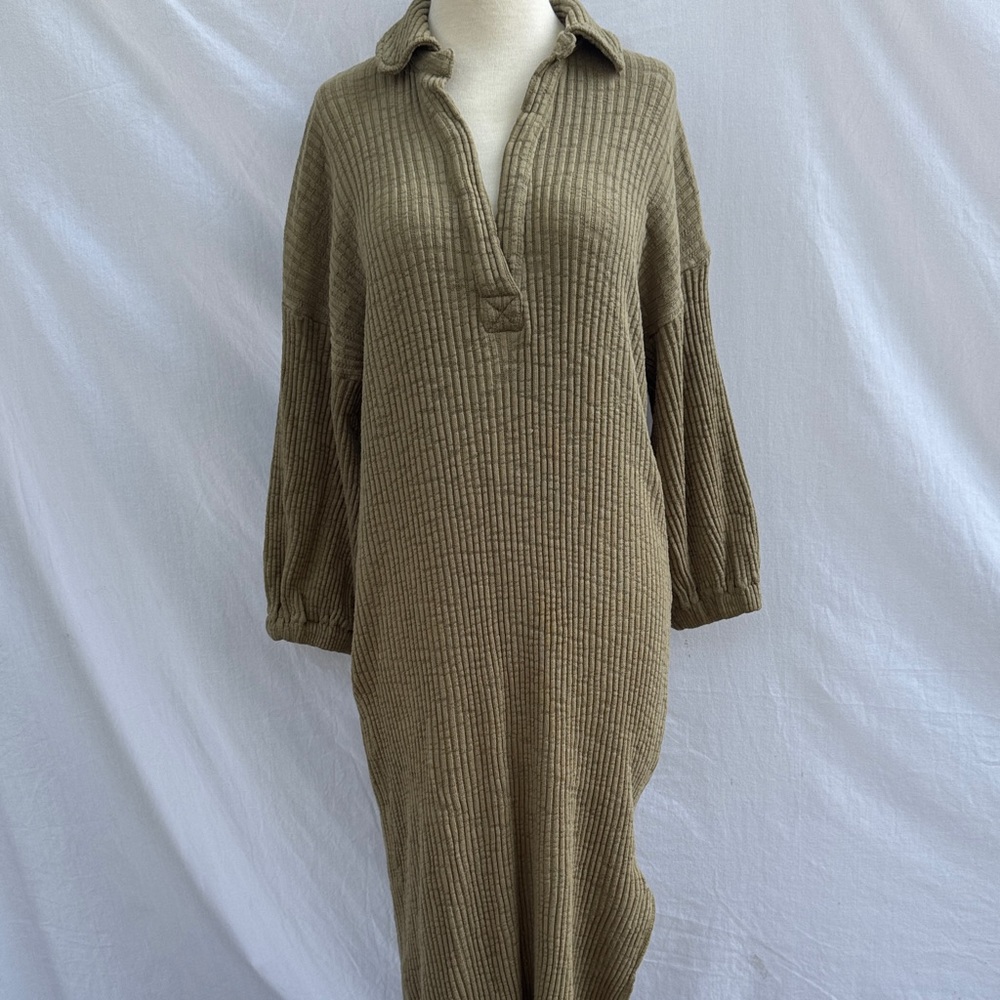 FP Beach Free People Olive Green Long Sleeve Maxi Dress Size Small